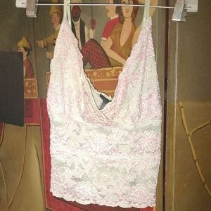 Vintage Moda International Lilac Pink and Gray mint Lace Top